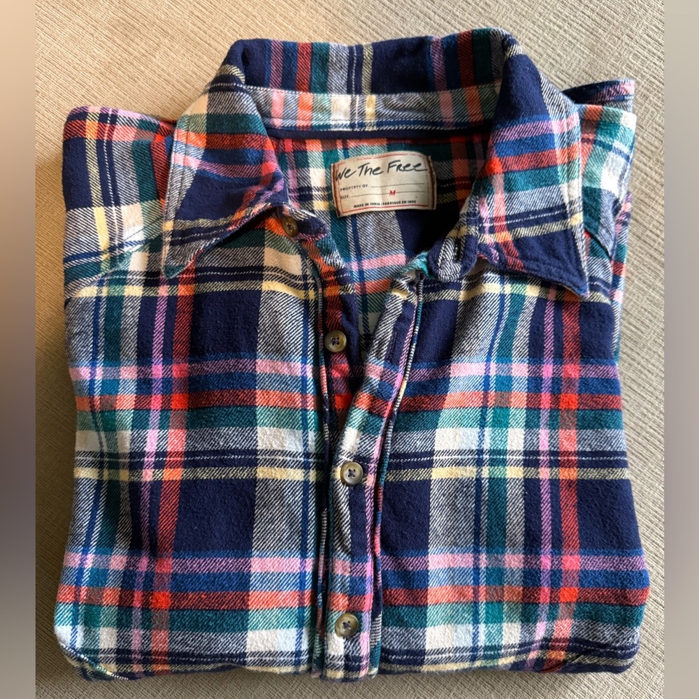 Free People Oversized Plaid Shirt in Multi